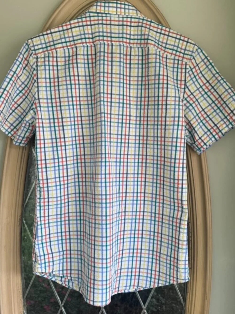 Banana Republic Men's Multicolor Plaid Seersucker Short Sleeve Size S